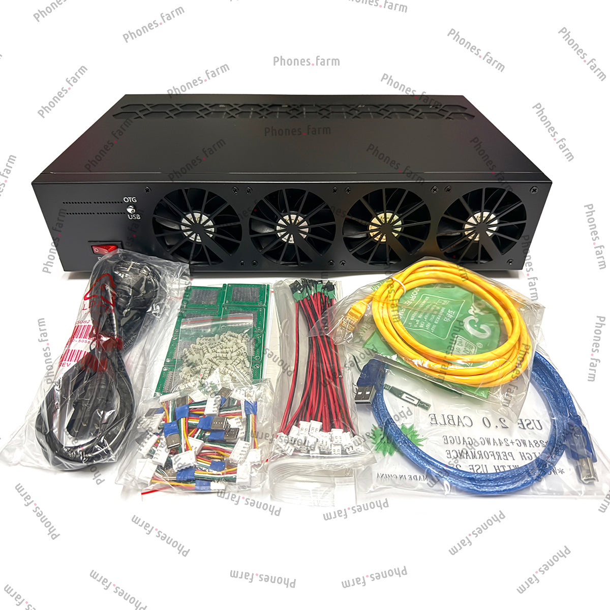 Rack mount 14 Fans Phone Farm Rack Box Phone Chassis OTG Ethernet Compatible