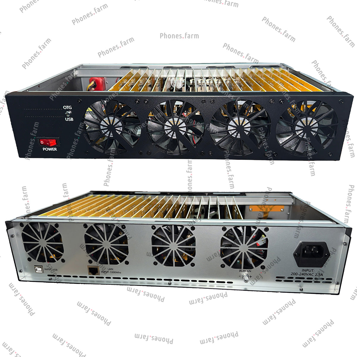 Rack mount 14 Fans Phone Farm Rack Box Phone Chassis OTG Ethernet Compatible