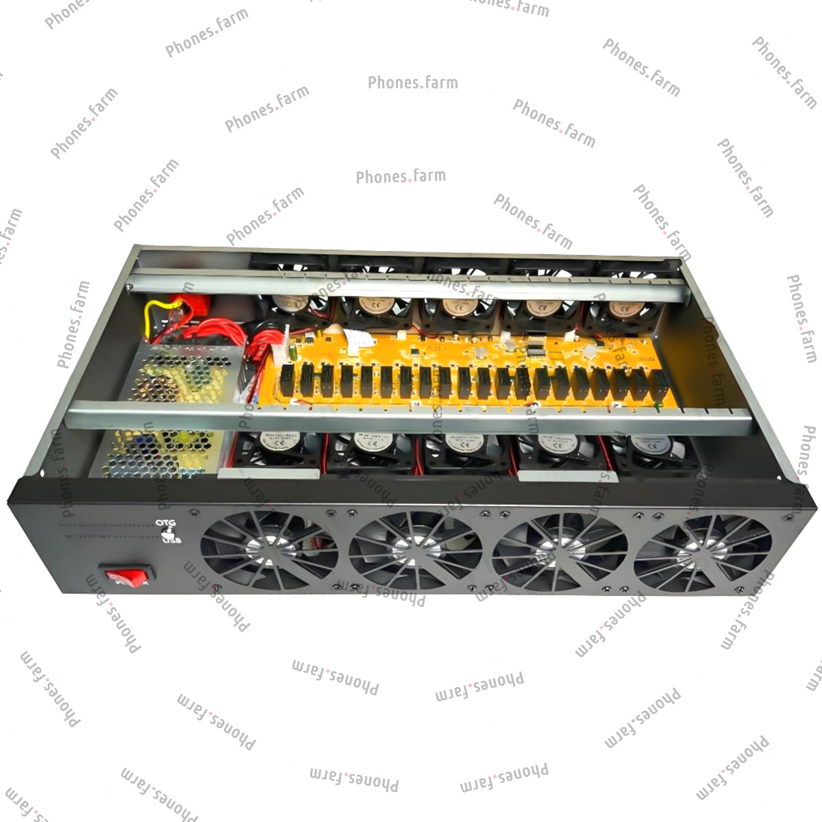 Rack mount 14 Fans Phone Farm Rack Box Phone Chassis OTG Ethernet Compatible