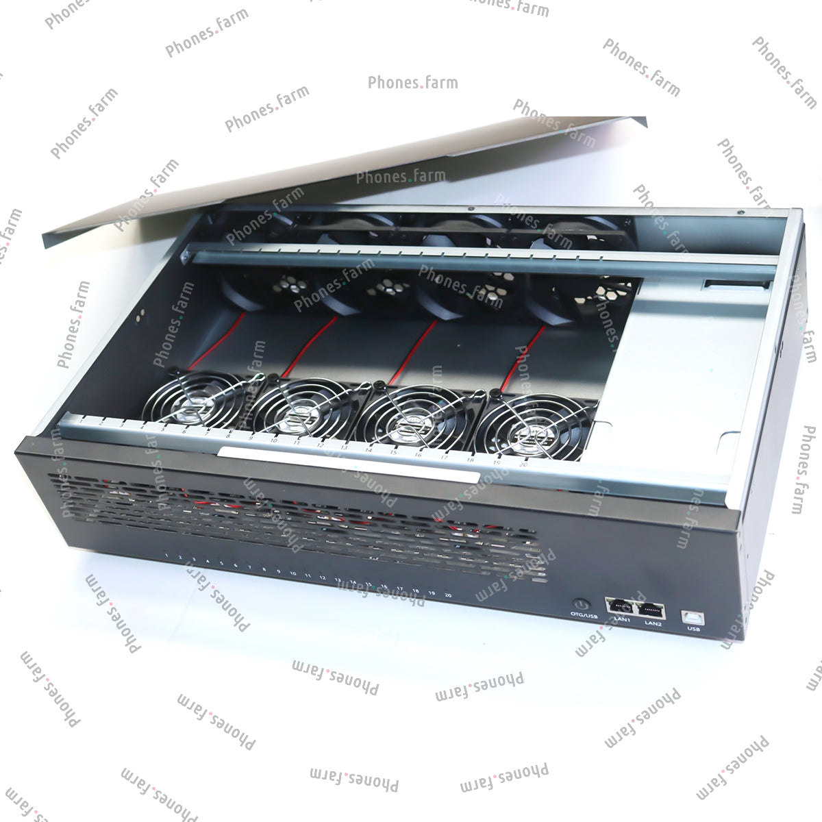 2U Rack Mount 8 Fans Box Phone Farm Setup Phone Farm HUB OTG Ethernet Compatible