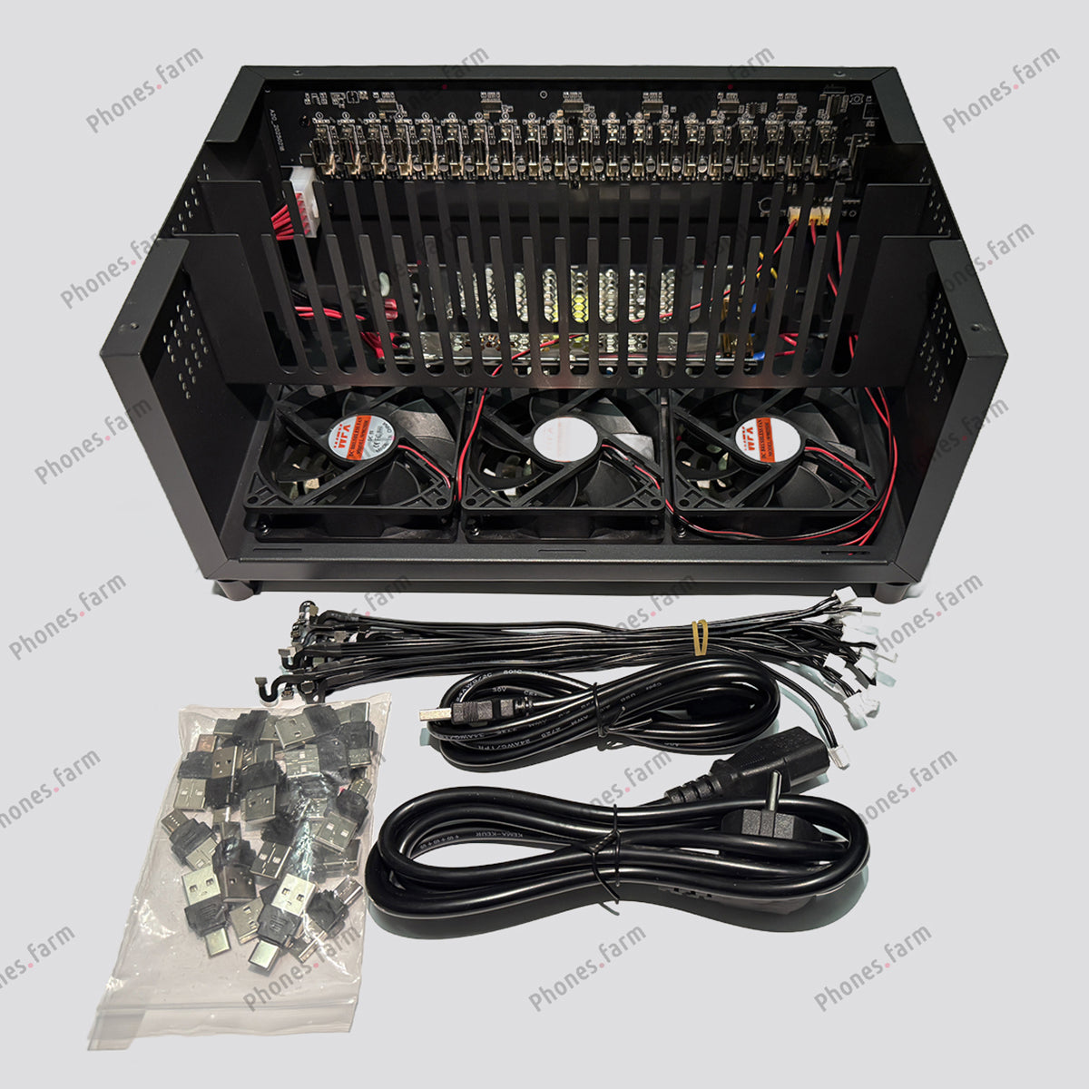 DIY Box Phone Farm Setup Accessories USB OTG Ethernet Chassis Kit