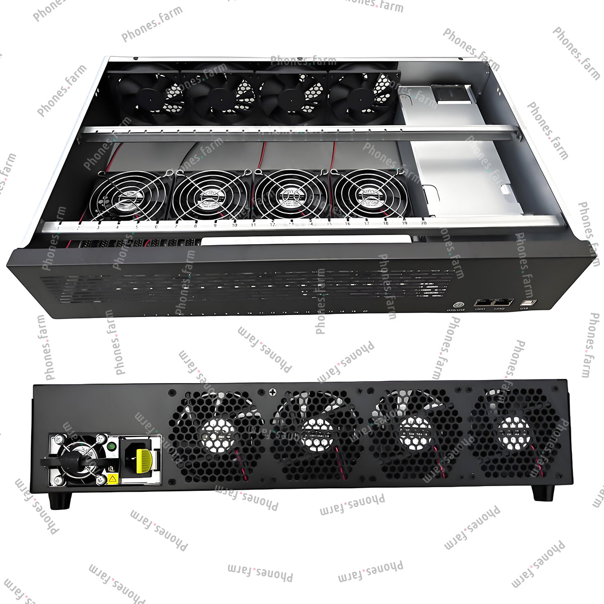 2U Rack Mount 8 Fans Box Phone Farm Setup Phone Farm HUB OTG Ethernet Compatible