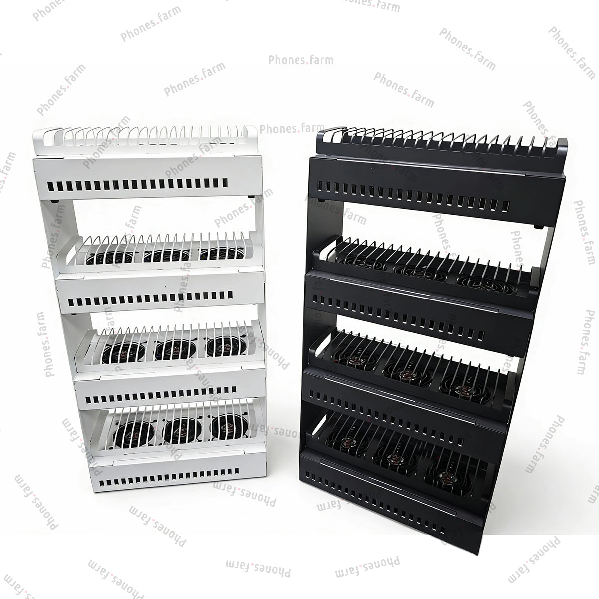 Soporte para granja de teléfonos con 20 puertos USB, concentrador de carga, caja de granja de robots para teléfonos, configuración