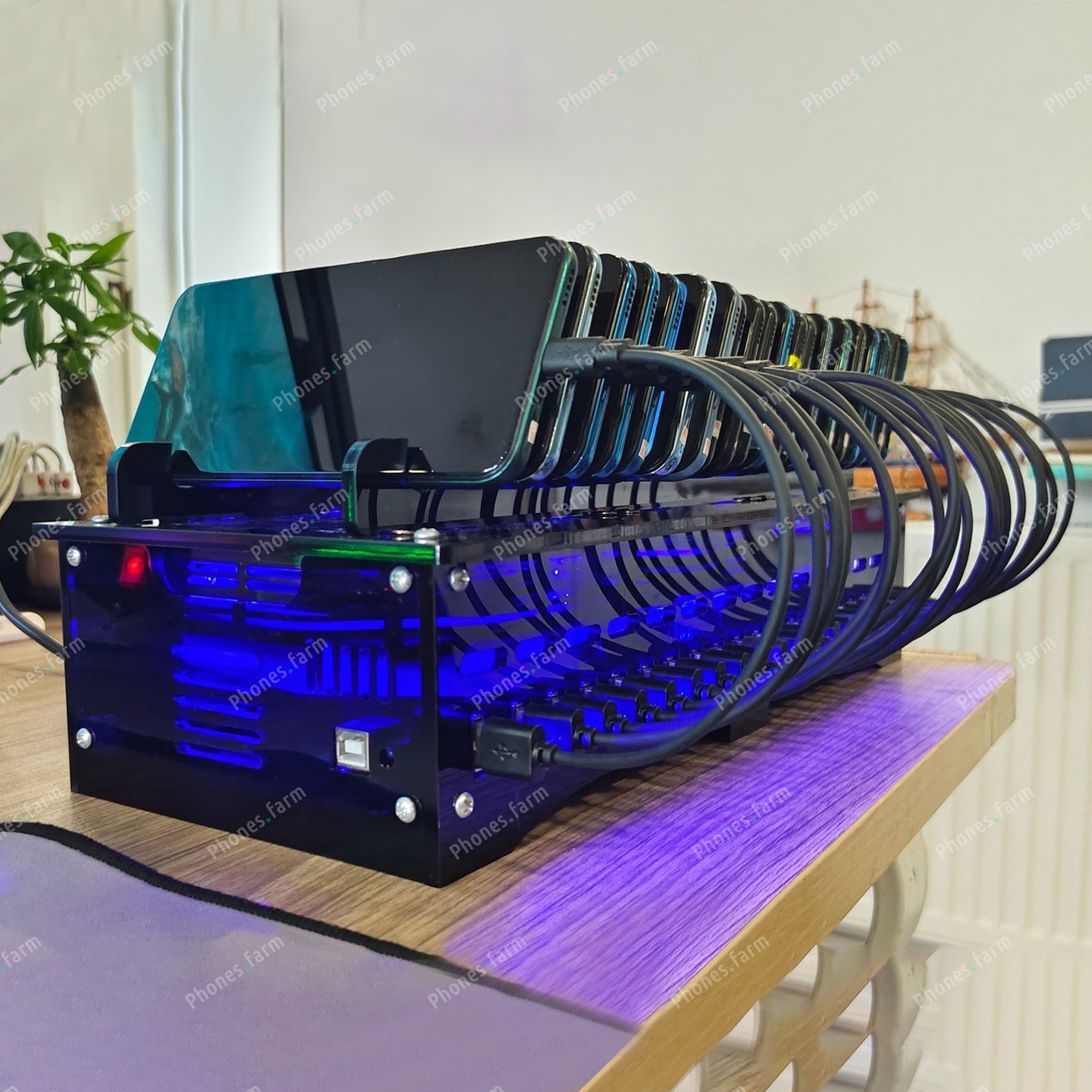 Phone Farm Rak 20 USB Ports Phone Farm Holder Charging HUB Phone Farming Equipment ...