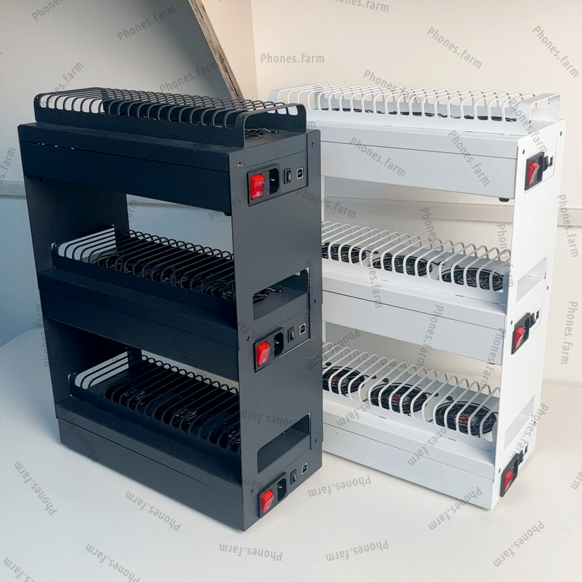 Soporte para granja de teléfonos con 20 puertos USB, concentrador de carga, caja de granja de robots para teléfonos, configuración
